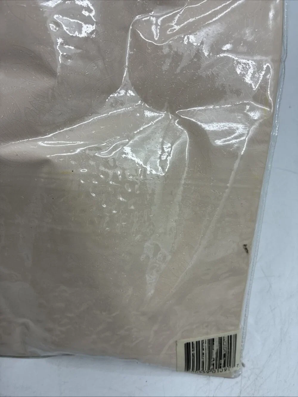 Vintage Shower Curtain Rings Set 72x72 Vinyl Beige Retro New 1970s 1980s Prop